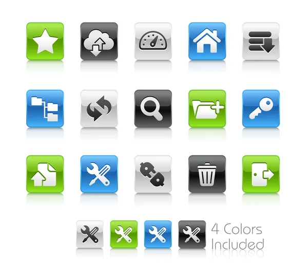 Iconos de alojamiento y FTP - - Serie limpia — Vector de stock