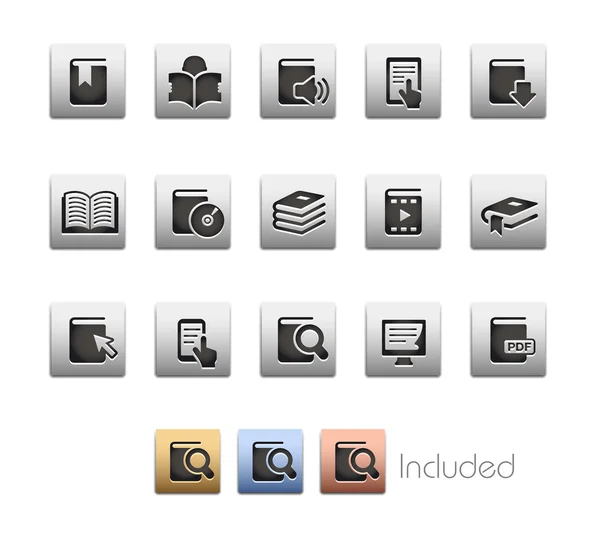 Iconos de libro - - Serie Metalbox — Vector de stock