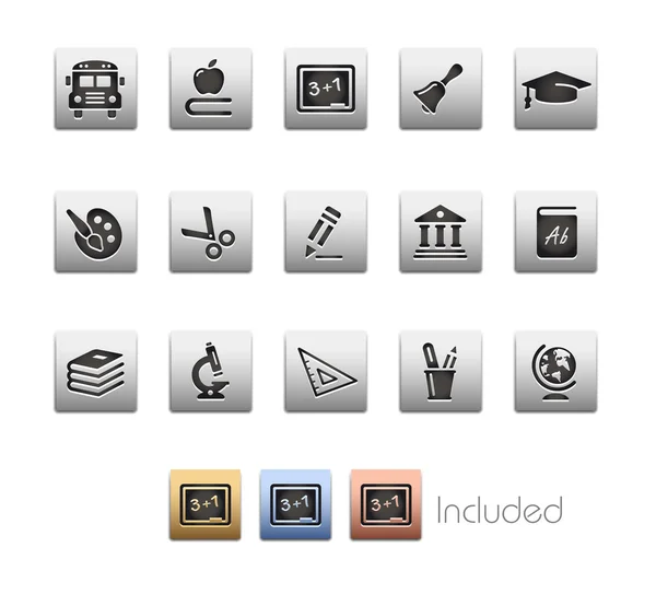 Educação Icons- Série Metalbox — Vetor de Stock