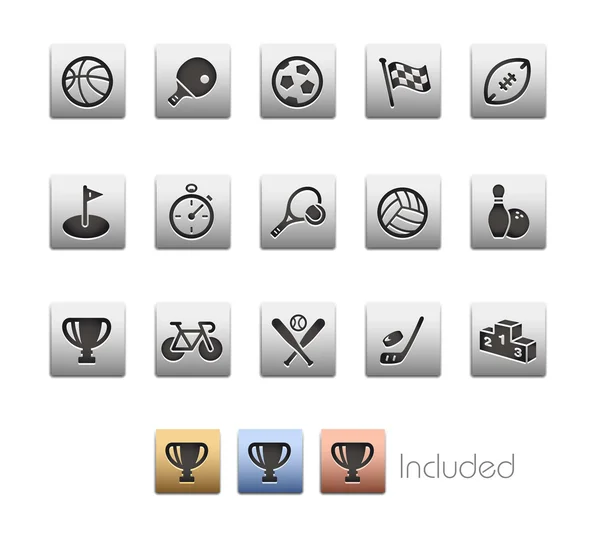 Iconos deportivos - - Serie Metalbox — Vector de stock