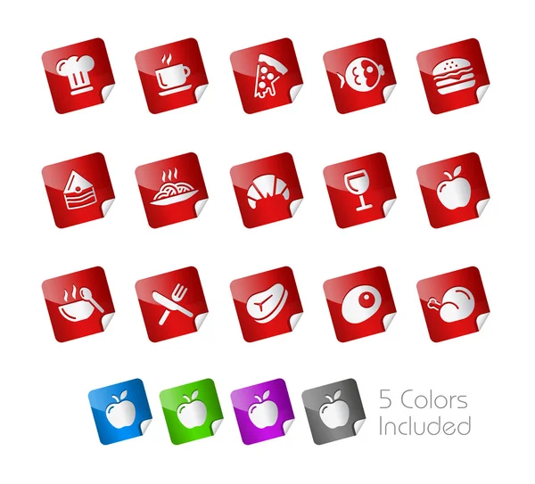 Food Icons - Set 1 of 2 -- Stickers Series — Stock Vector