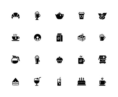 Kahve Dükkanı Simgesi Seti - 32px Katı