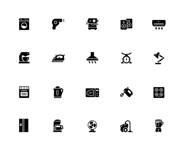 Haushaltsgeräte Icon Set 32Px Solid — Stockvektor