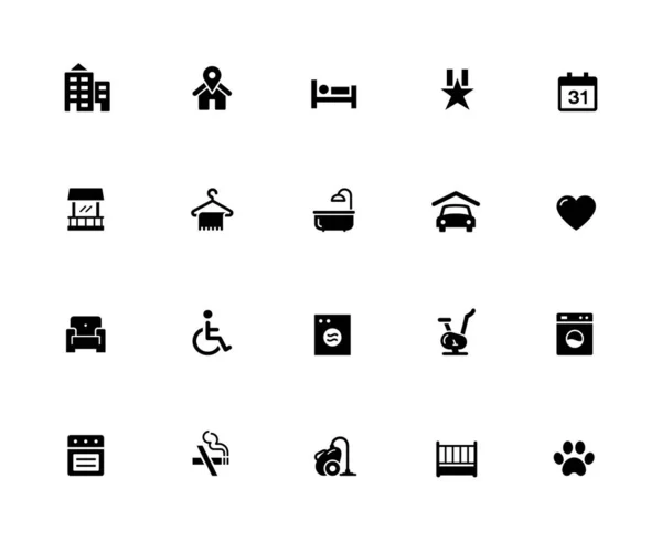 Hotel Pronájem Icon Set 32Px Solid — Stockový vektor