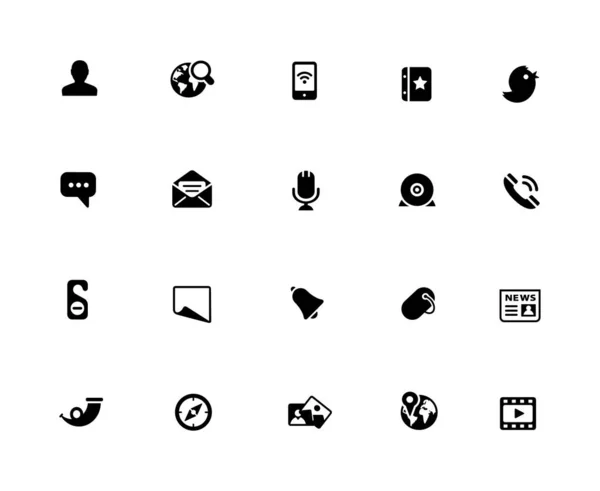 Social Media Icon Set 32Px Solido — Vettoriale Stock