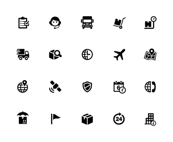 Versand Und Verfolgung Icon Set 32Px Solid — Stockvektor