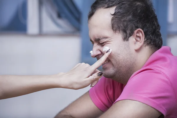 Cake on face — Stock Photo, Image