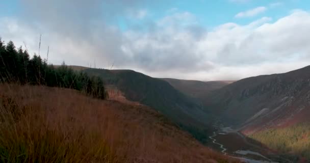 Picturesque Timelapse Video Scenic Mountain Lands Moving Clouds Shadows Glendalough — Stock Video