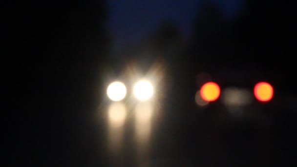 Light bokeh cars headlights — Stock Video