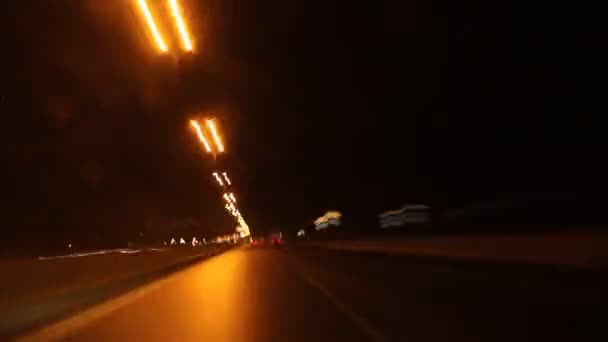 Speed motion on night road — Stock Video