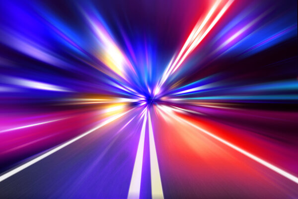 speed motion on night road