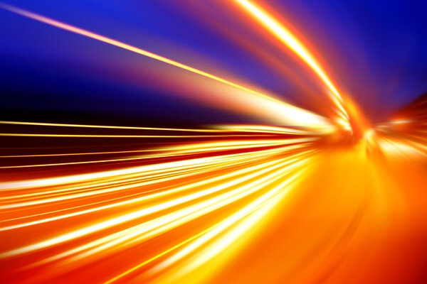 Acceleration speed motion on night road