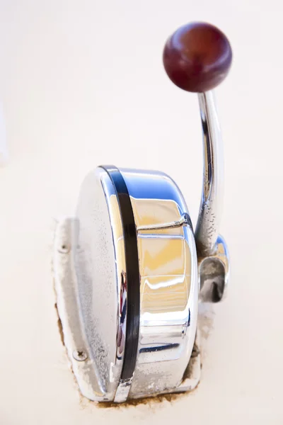 Speed control lever on a walking yacht — Stock Photo, Image