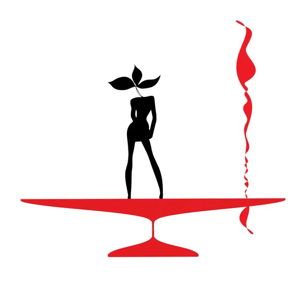 Abstraction WOMAN silhouette black and red glass — Stock Vector