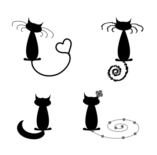 ユーモラスな黒猫のコレクション — ストックベクタ