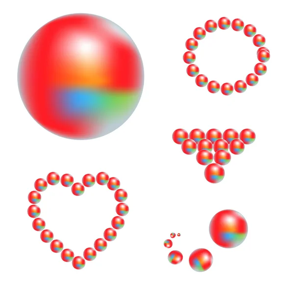 闪闪发亮的球和心不同的颜色 — 图库矢量图片