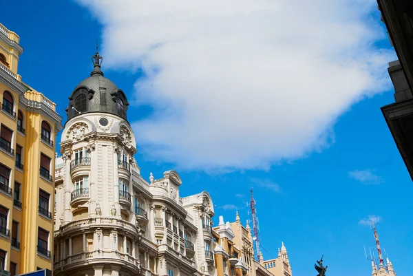 Historic buildings with lace fronts of Madrid — Stock Photo, Image