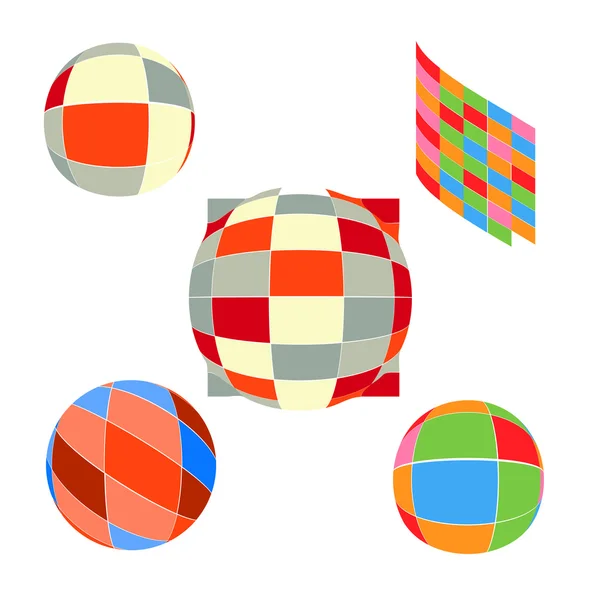 Boules brillantes et coeurs de couleurs différentes — Image vectorielle