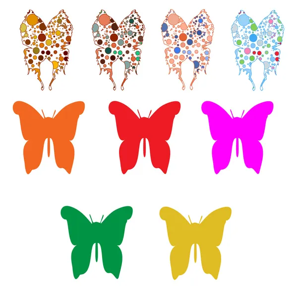 Un enorme conjunto de mariposa de color — Vector de stock