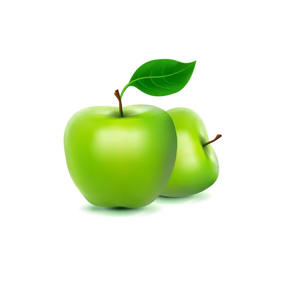 Photo-realistic image of green fresh apple — Stock Vector