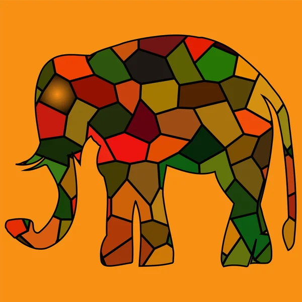 Elefante enmarcado dorado en rayos de luz — Vector de stock