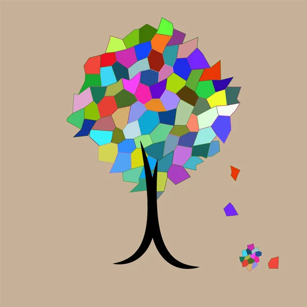 Mosaico árbol hojas que caen — Vector de stock