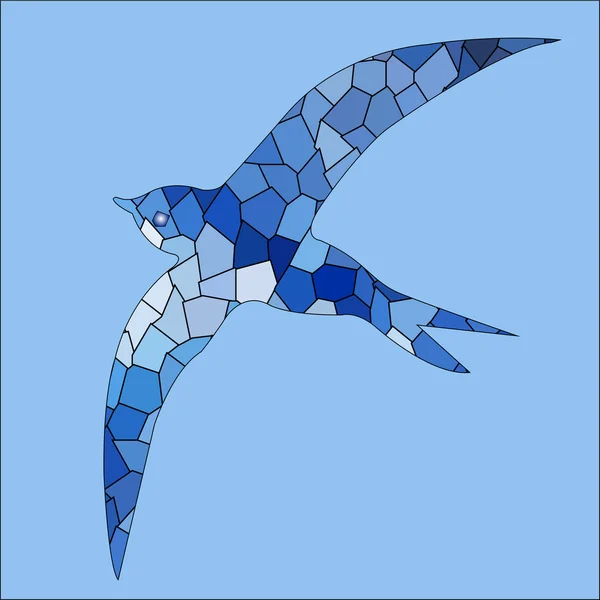 Schwalbe Vogel blaue Farbe Mosaik — Stockvektor