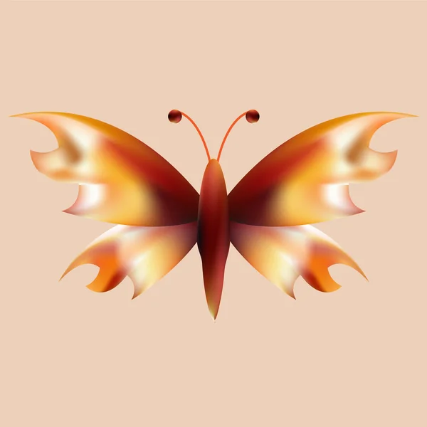 Oheň mřížku motýl s otevřenými křídly — Stockový vektor