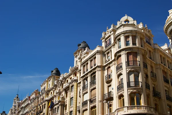 Historic buildings with lace fronts of Madrid — Stock Photo, Image