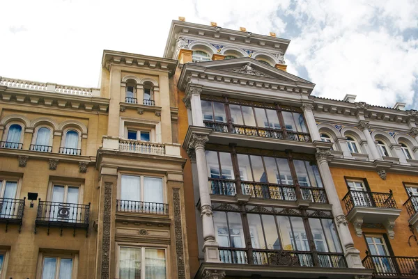 Historic buildings with lace fronts of Madrid — Stock Photo, Image