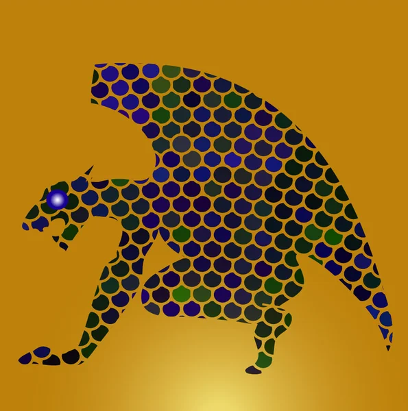 Profil sárkány tátott szájjal mozaik — Stock Vector