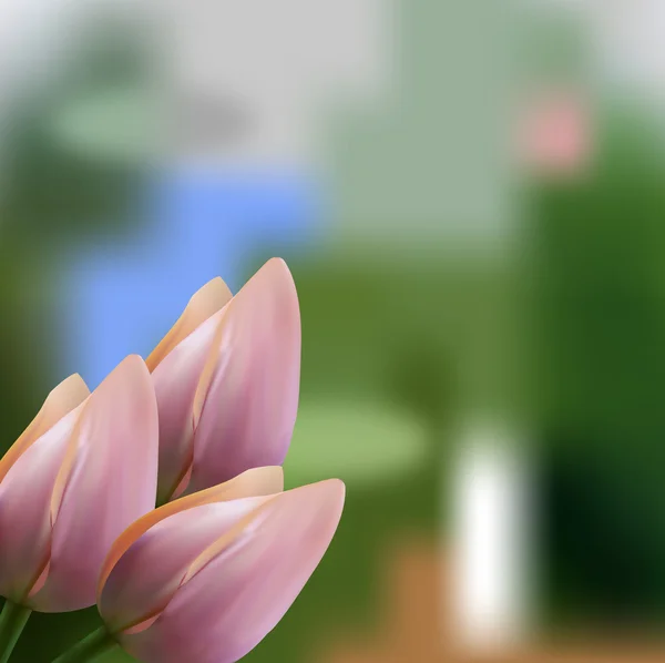 Zachte roze boeket van tulpen — Stockvector