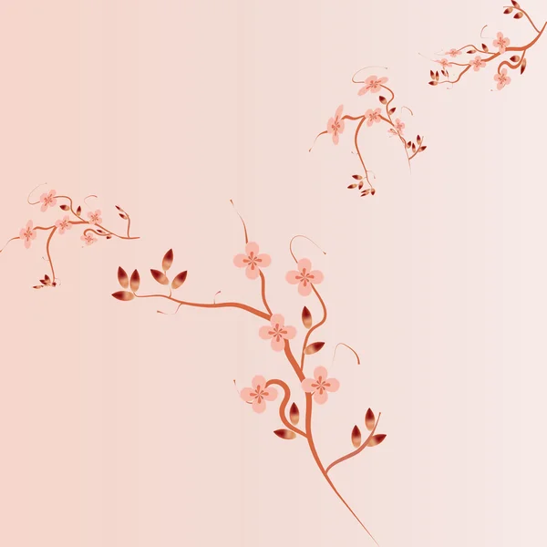 Branche japonaise fleur fond rose — Image vectorielle