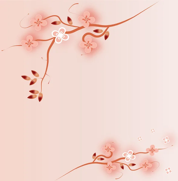 Japanese branch blossom pink background — Stock Vector