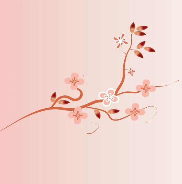 Branche japonaise fleur fond rose — Image vectorielle