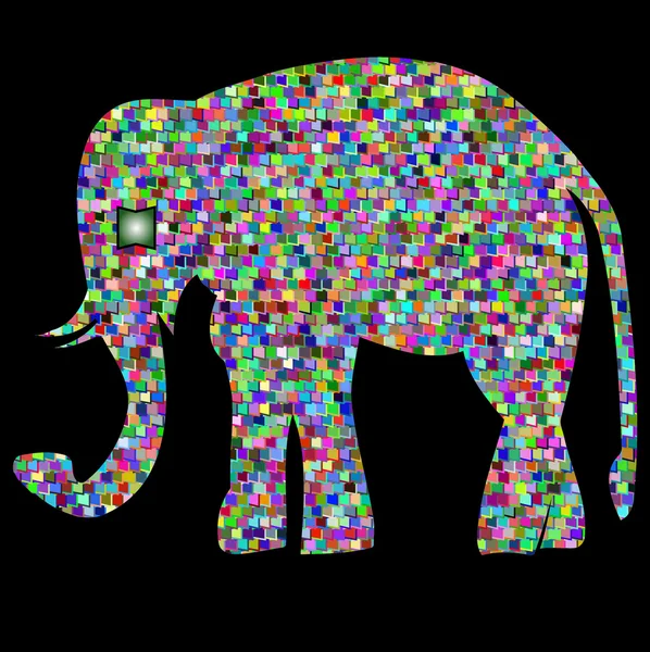 Mosaico di elefante incorniciato dorato — Vettoriale Stock