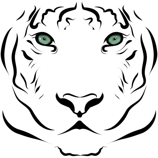 Retrato en blanco y negro de un tigre — Vector de stock