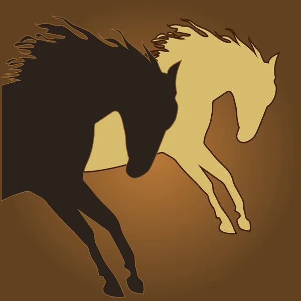 Schöne braune Pferdesilhouette — Stockvektor