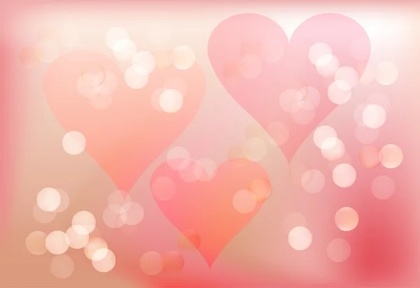 Printemps fond romantique en rose avec des cœurs — Image vectorielle