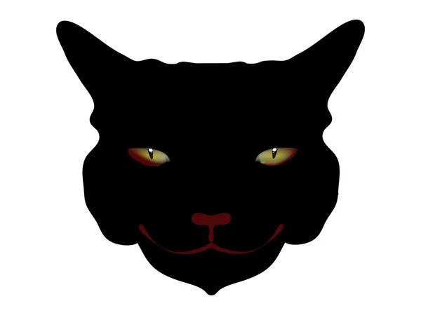 黒のひどい恐怖猫の頭 — ストックベクタ