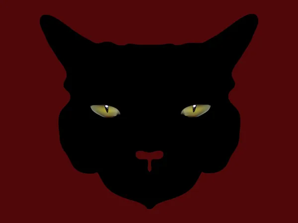 黒のひどい恐怖猫の頭 — ストックベクタ