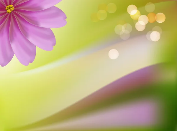 粉红色装饰美丽的花朵绿色背景 — 图库矢量图片