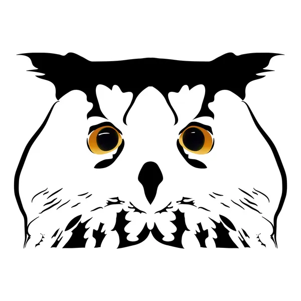 Чорно-білий портрет сови хижака — стоковий вектор