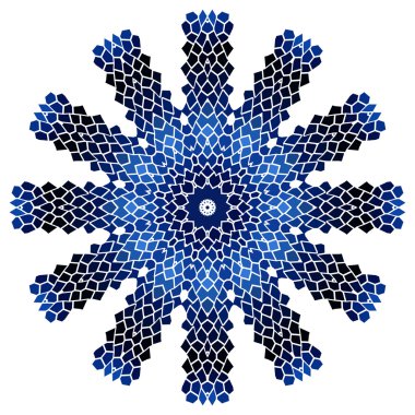 Vintage siyah mozaik petal çiçek ile mavi