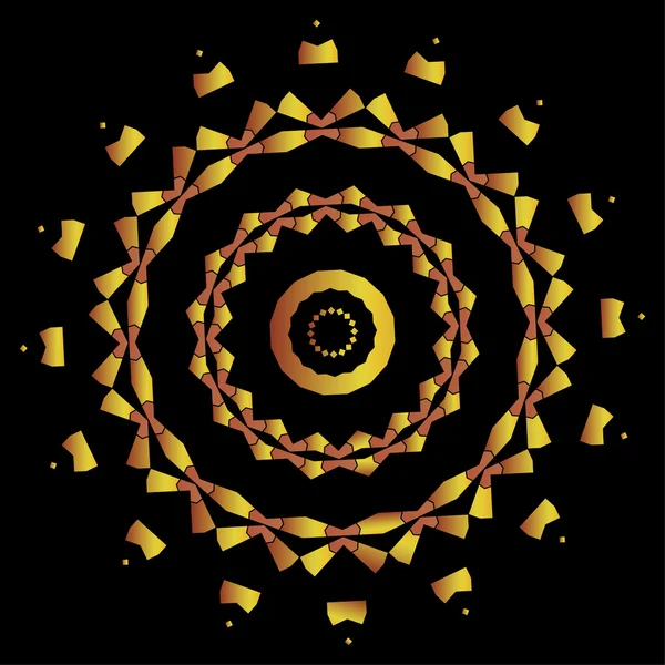 Adorno floral abstracto de gemas de oro — Vector de stock