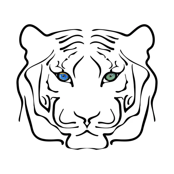 Retrato en blanco y negro del tigre grande — Vector de stock