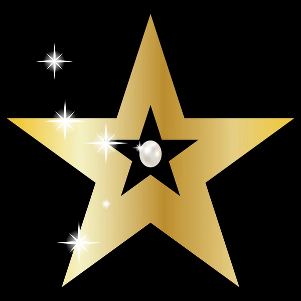 Étoile d'or avec d'énormes perles précieuses — Image vectorielle