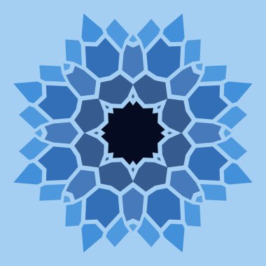 Vintage siyah mozaik petal çiçek ile mavi