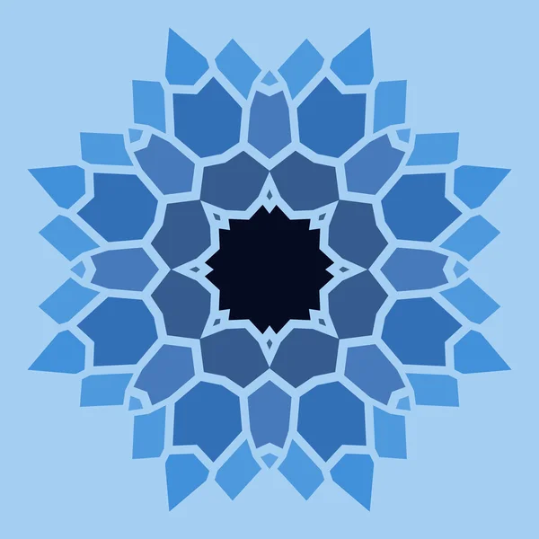 Azul vintage com flor de pétala de mosaico preto — Vetor de Stock