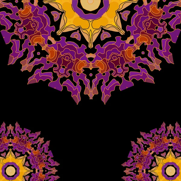 Кружева фиолетовый цветочный красочный этнический орнамент — стоковый вектор